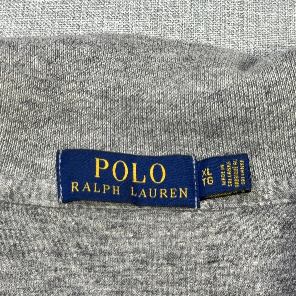 Polo Ralph Lauren 1/4 Zip Sweater Pullover Mens XL Gray Cotton Logo Tight-Knit